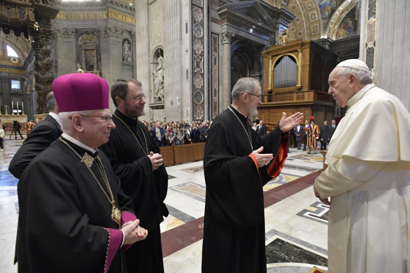 Papa y dirigentes Eparquía ucraniana