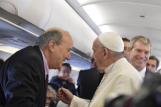 2-Apostolic Journey to Morocco: Greeting to journalists on the flight to Rabat