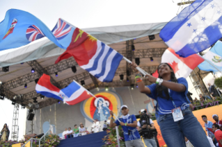18-Apostolic Journey to Panama: Welcome ceremony and opening of WYD at Campo Santa Maria la Antigua – Cinta Costera