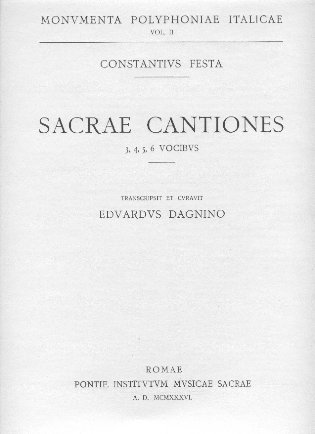 Couverture C. Festa, Sacrae cantiones
