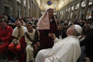 4- Meeting of the participants in the living nativity scene with the Holy Father Francis in the Basilica of Saint Mary Major