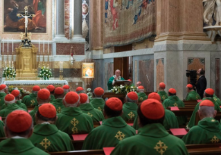 3-Concelebración eucarística con los cardenales presentes en Roma en el XXV aniversario de la ordenación episcopal del Santo Padre