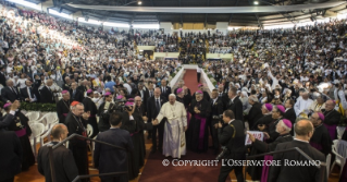 2-Apostolic Journey: Meeting with Clergy, Religious and Seminarians at the Coliseum of Don Bosco College (Santa Cruz de la Sierra)