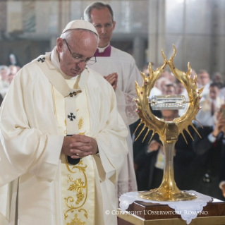 14-Viaje apostólico a Polonia: Santa Misa con sacerdotes, religiosas, religiosos, consagrados y seminaristas polacos Santuario de San Juan Pablo II de Cracovia