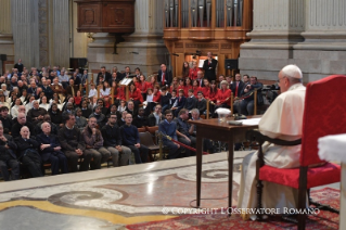 7-Visite pastorale à Bologne : Rencontre avec les prêtres, les religieux, les séminaristes du Séminaire régional et les diacres permanents