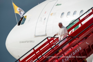 11-Apostolic Journey to Colombia: Welcoming ceremony at Catam military airport