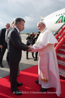 14-Apostolic Journey to Colombia: Welcoming ceremony at Catam military airport