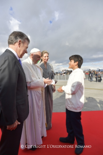 2-Apostolic Journey to Colombia: Welcoming ceremony at Catam military airport