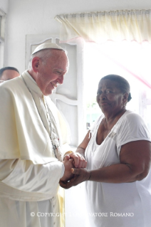 21-Apostolic Journey to Colombia: Blessing and laying of the corner-stones for homeless shelters and Talitha Qum works