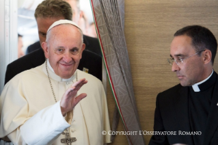 1-Apostolic Journey to Colombia: Greeting to journalists on the flight from Rome to Colombia