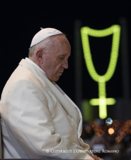 23-Pilgrimage to F&#xe1;tima: Blessing of the candles at the Chapel of the Apparitions