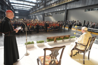 11-Visita pastoral a G&#xe9;nova: Encuentro con el mundo del trabajo en la planta sider&#xfa;rgica