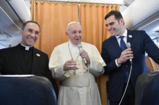 4-Apostolic Journey to Bulgaria and North Macedonia: Greeting to journalists on the flight to Sofia