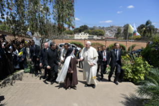 11-Apostolic Journey to Madagascar: Midday Prayer in the Monastery of the Discalced Carmelites  