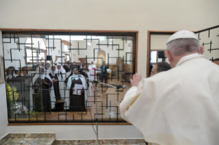 9-Apostolic Journey to Madagascar: Midday Prayer in the Monastery of the Discalced Carmelites  