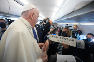 3-Apostolic Journey to Budapest: Greeting to journalists on the flight to Budapest