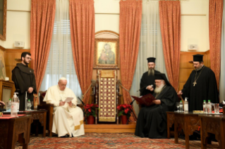 8-Apostolic Journey to Cyprus and Greece: Meeting of His Beatitude Hieronymos II and His Holiness Francis with the Respective Entourages