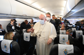 5-Apostolic Journey to Cyprus and Greece: Greeting to journalists on the flight to Cyprus