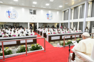 2-Voyage apostolique en République démocratique du Congo : Rencontre avec les évêques au siège de la CENCO (Kinshasa, 3 février 2023)