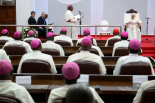 10-Voyage apostolique en République démocratique du Congo : Rencontre avec les évêques au siège de la CENCO (Kinshasa, 3 février 2023)