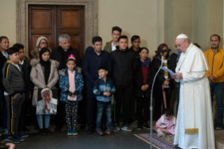 5-Le Pape rencontre r&#xe9;fugi&#xe9;s r&#xe9;cemment arriv&#xe9;s de Lesbos avec les couloirs humanitaires