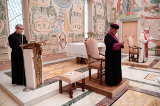 1-Begegnung von Papst Franziskus mit Seiner Heiligkeit Mar Gewargis III., Katholikos-Patriarch der Assyrischen Kirche des Ostens 