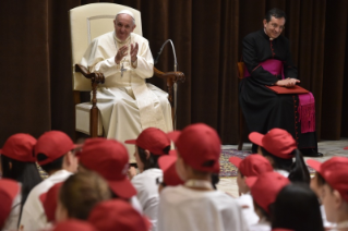 0-To children participating in the &#x201c;Children&#x2019;s Train&#x201d; initiative organized by the Pontifical Council for Culture