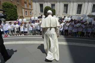 22-To children participating in the &#x201c;Children&#x2019;s Train&#x201d; initiative organized by the Pontifical Council for Culture