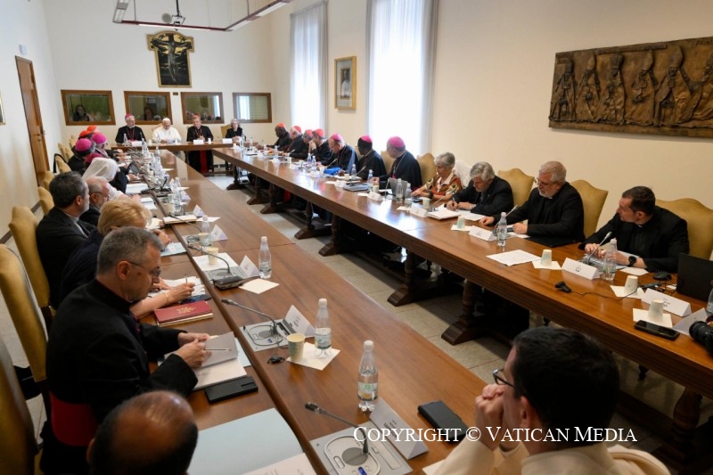 León XIV, con los miembros del Sínodo
