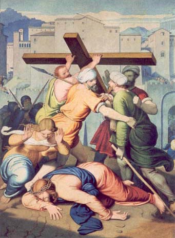 Gesù è aiutato dal Cireneo a portare la Croce: VIII Stazione